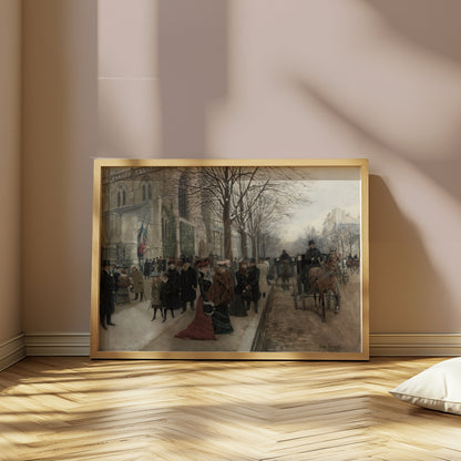 Premium Poster of Elegant Winter Street Scene Vintage Art Posters