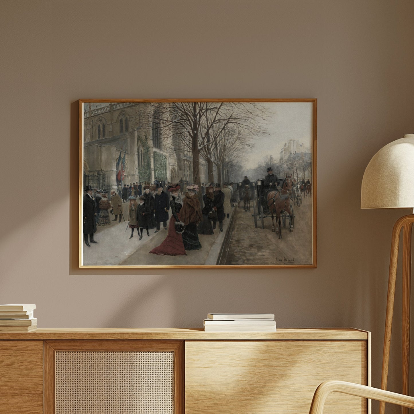 Premium Poster of Elegant Winter Street Scene Vintage Art Posters