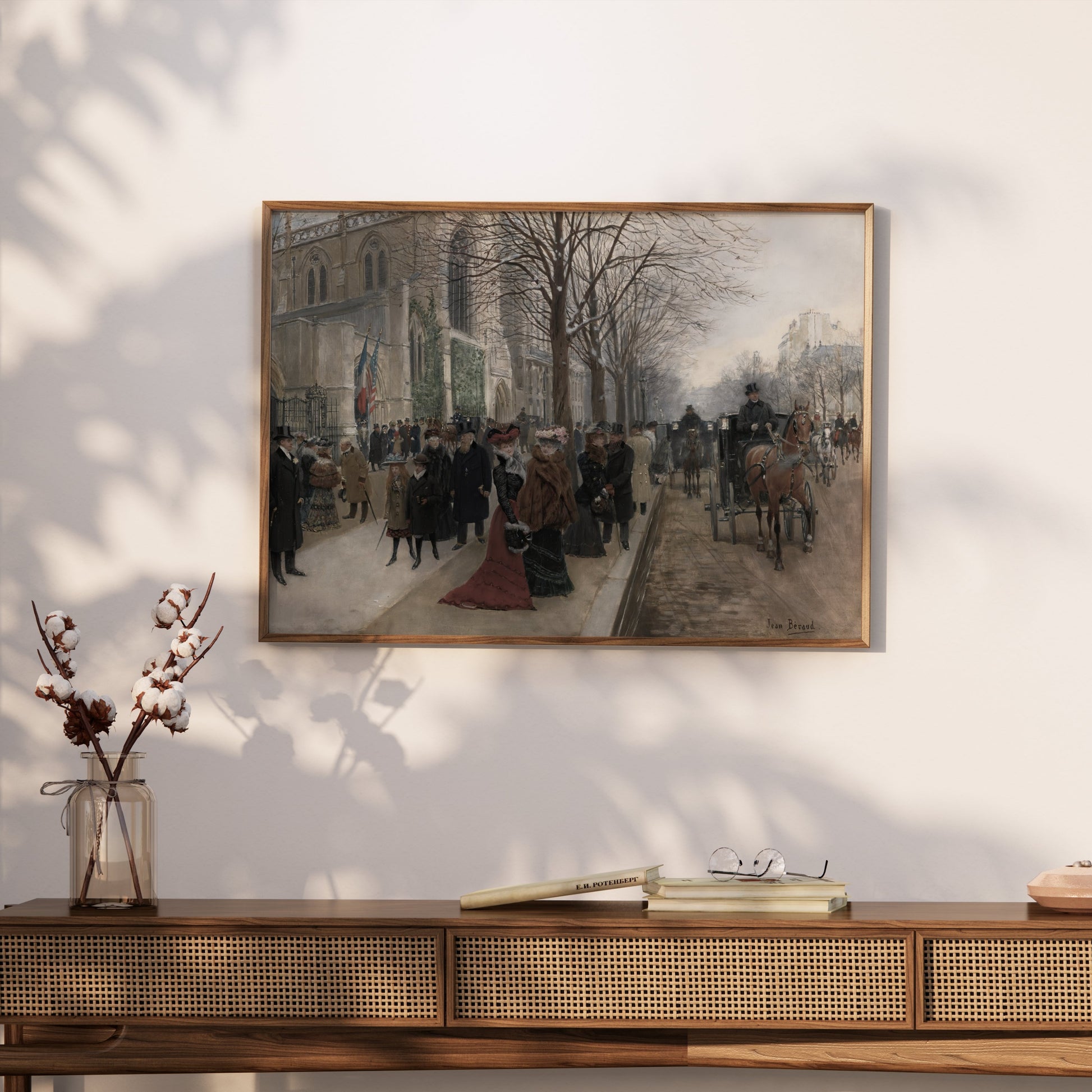 Premium Poster of Elegant Winter Street Scene Vintage Art Posters