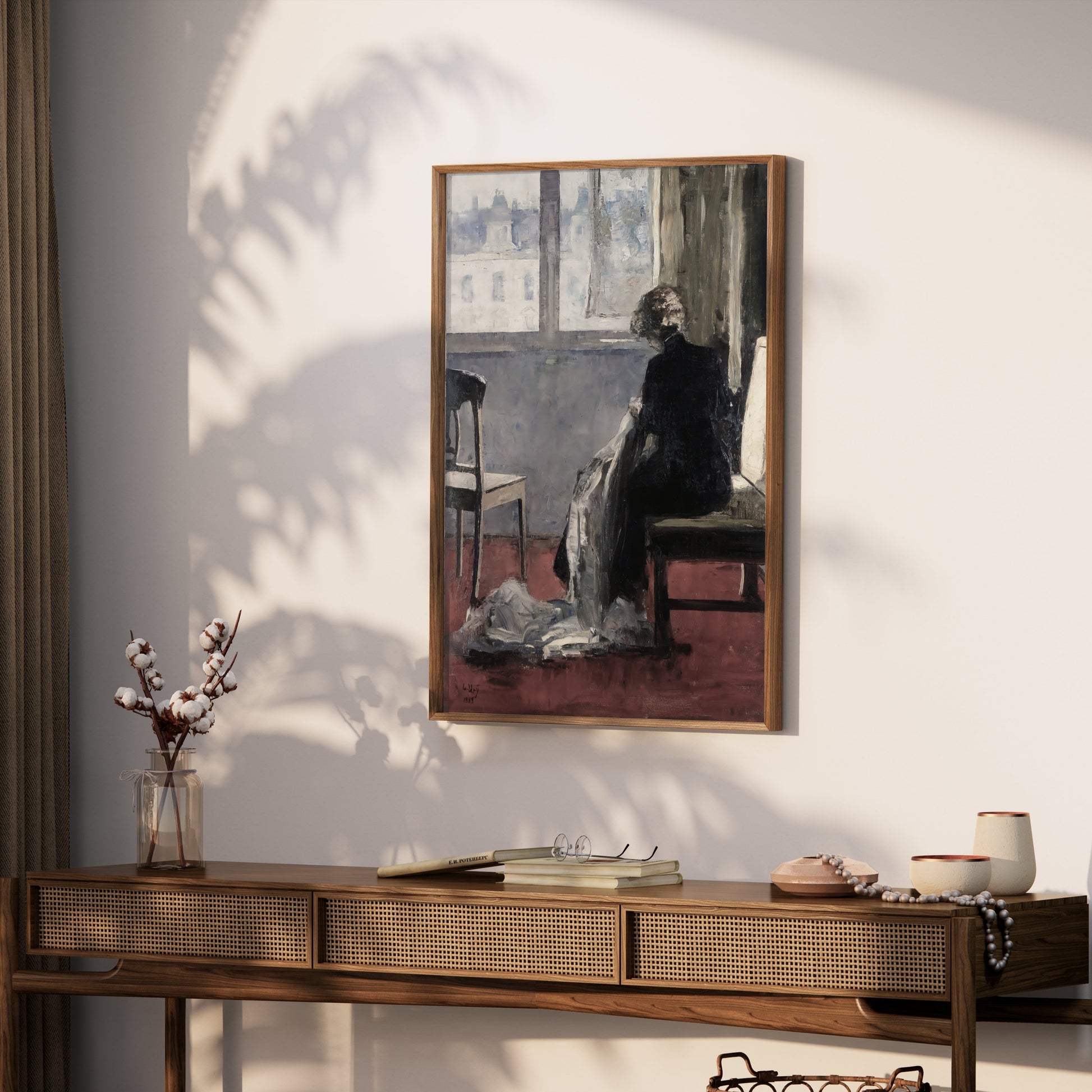 Premium Poster of Elegant Woman Seated by the Window Posters