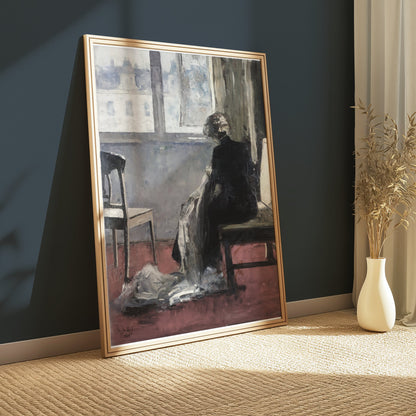 Premium Poster of Elegant Woman Seated by the Window Posters