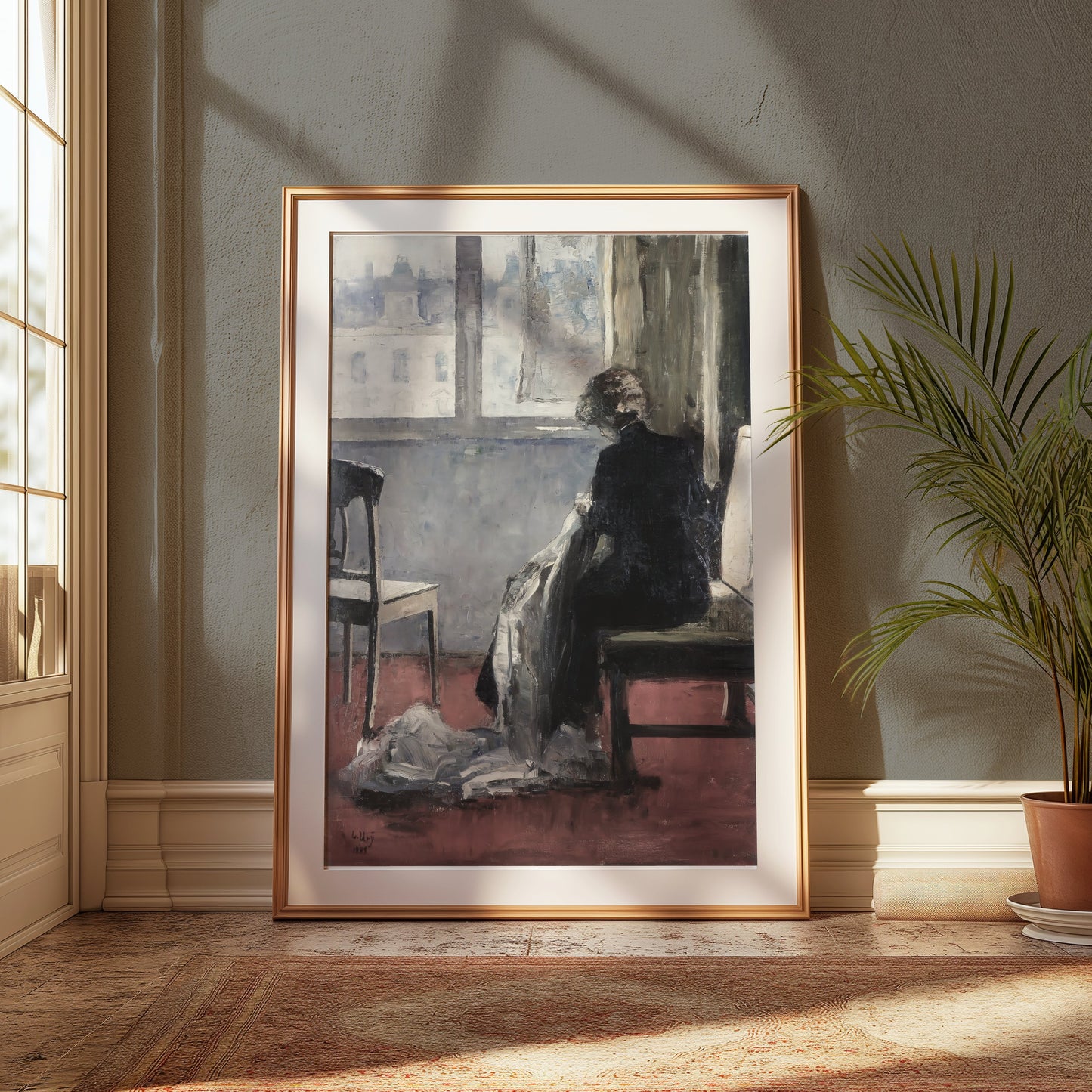 Premium Poster of Elegant Woman Seated by the Window Posters