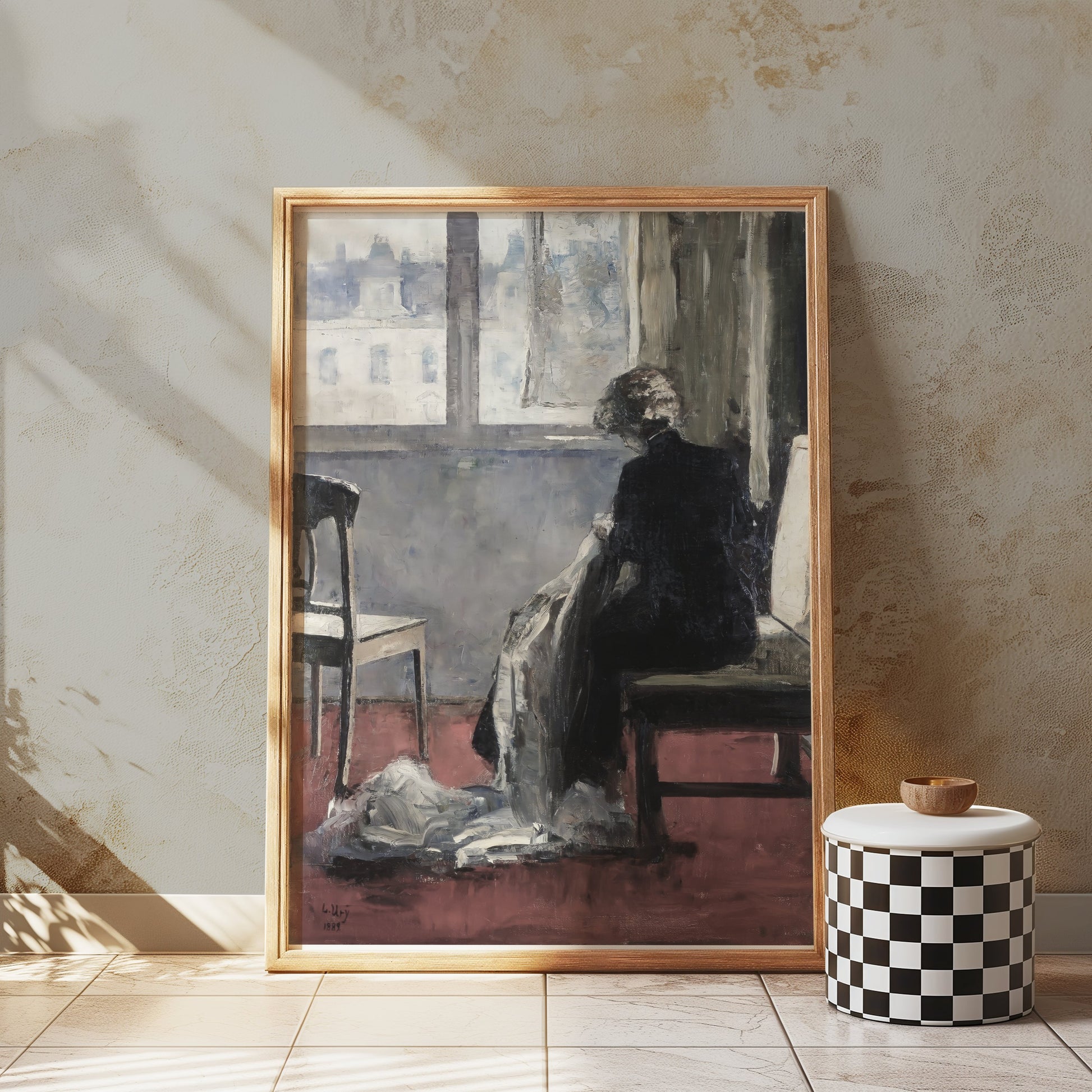 Premium Poster of Elegant Woman Seated by the Window Posters