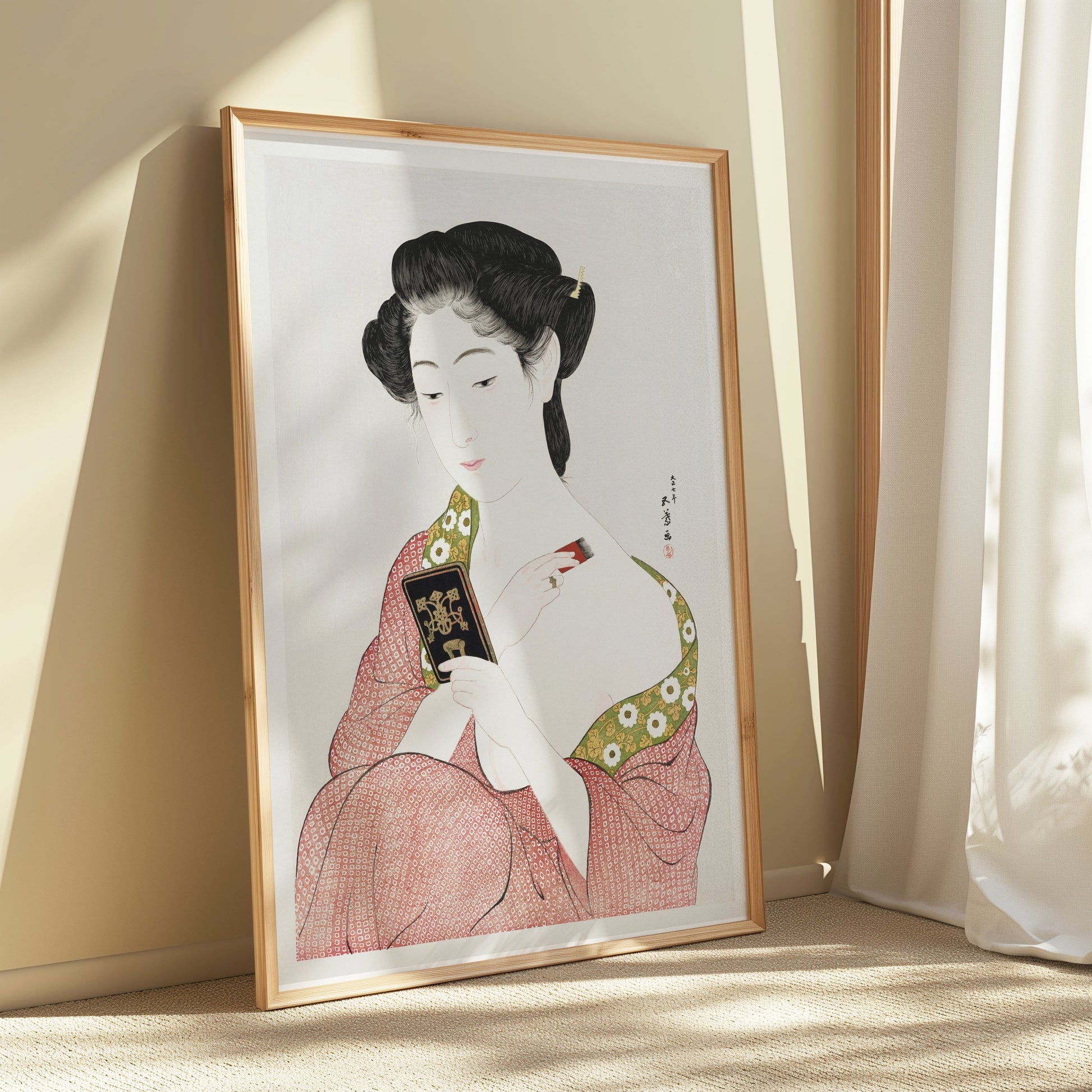 Premium Poster of Elegant Woman in Traditional Japanese Attire Posters