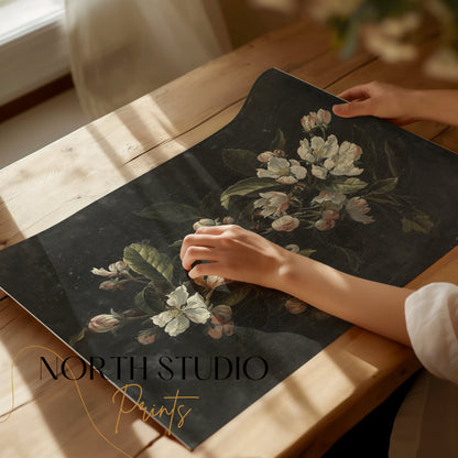 Premium Poster of Elegant and Dark Floral Painting Wall Art Print Posters