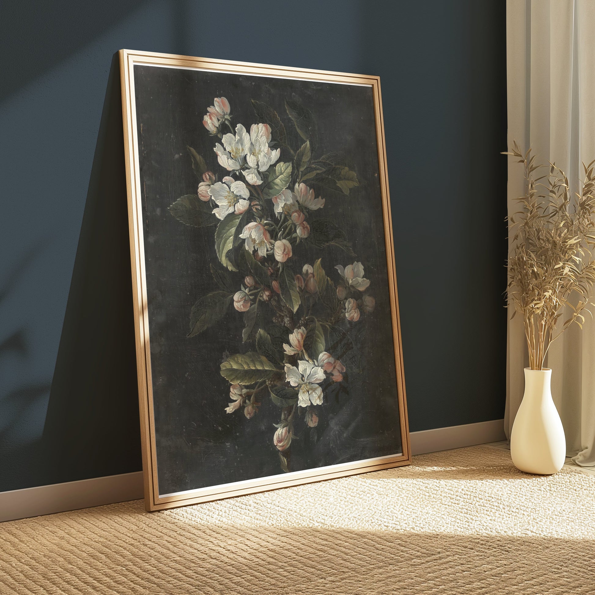 Premium Poster of Elegant and Dark Floral Painting Wall Art Print Posters