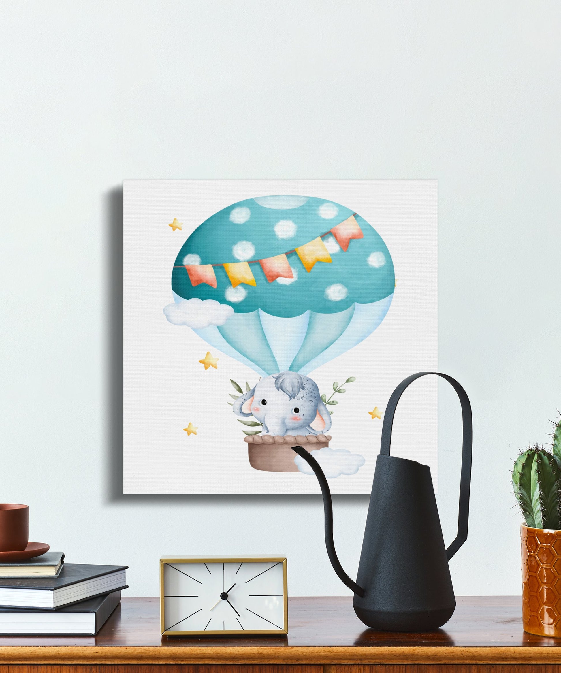Premium Poster of Elephant in Hot Air Balloon Canvas Wraps