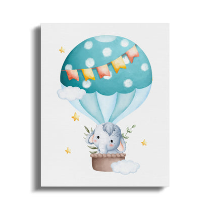 Premium Poster of Elephant in Hot Air Balloon Canvas Wraps