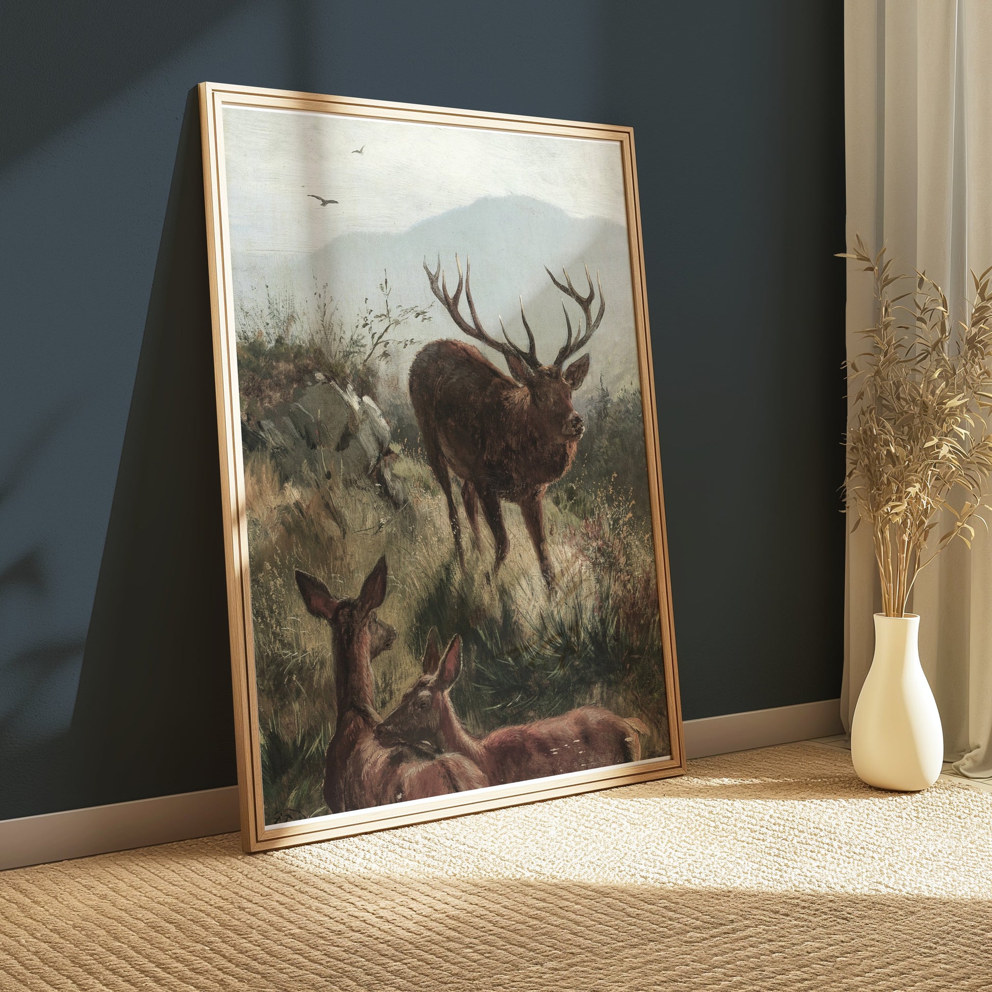 Premium Poster of Elk Herd in Misty Mountain Landscape Wildlife Posters