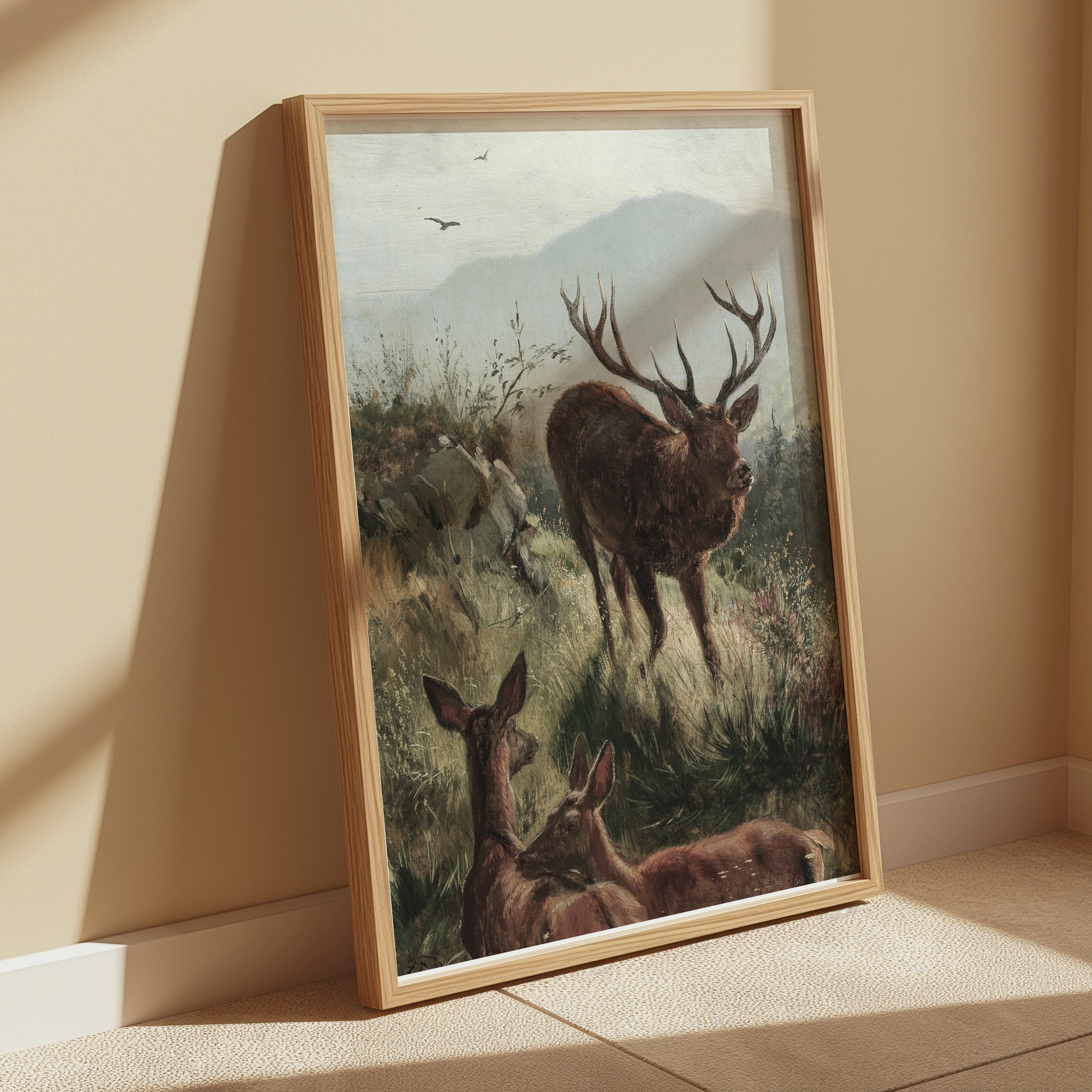 Premium Poster of Elk Herd in Misty Mountain Landscape Wildlife Posters