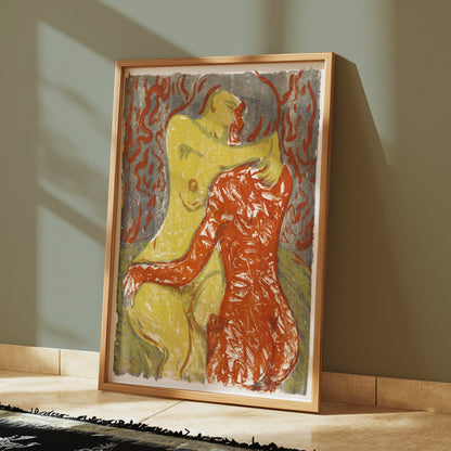 Premium Poster of Embrace Artwork Red and Yellow Abstract Posters