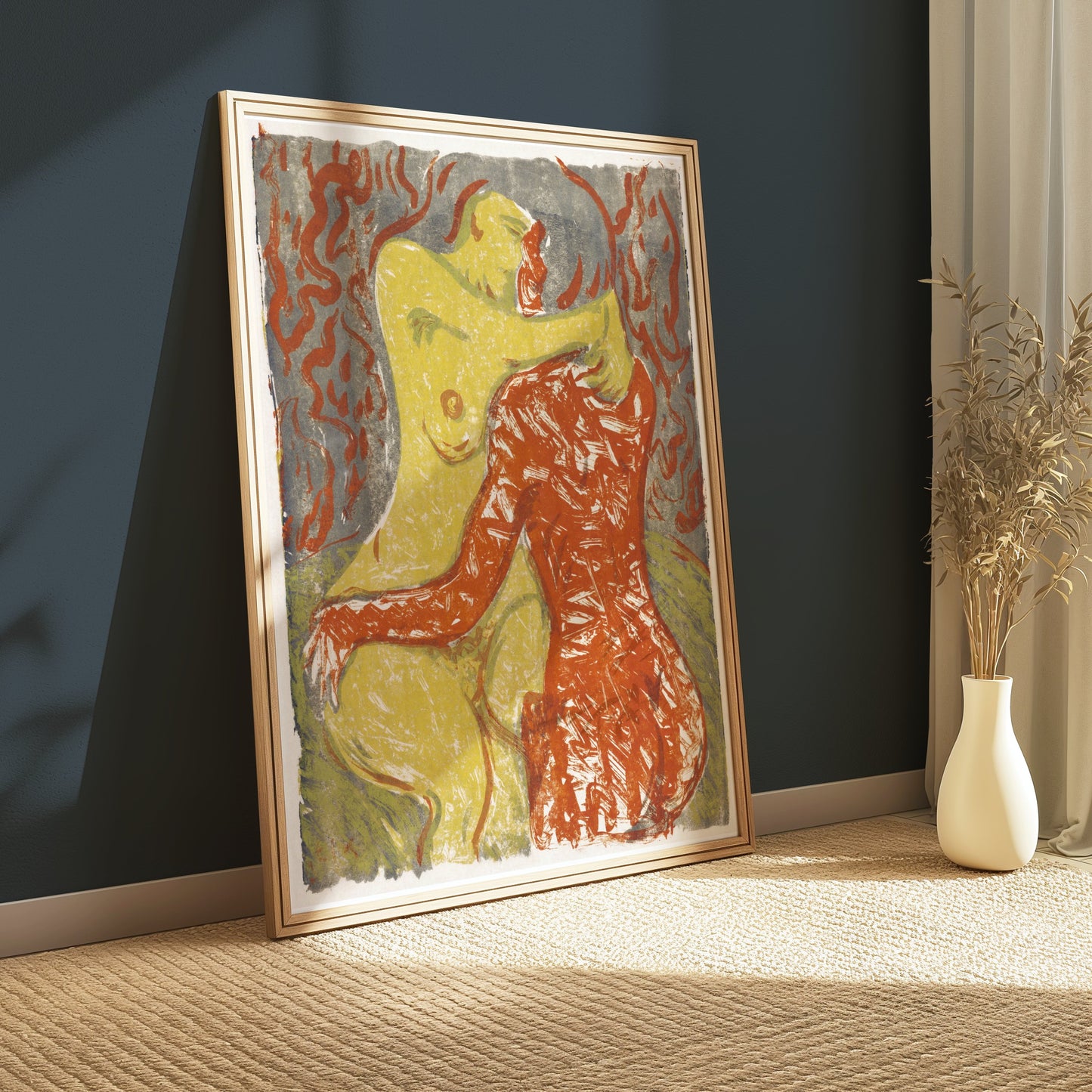 Premium Poster of Embrace Artwork Red and Yellow Abstract Posters