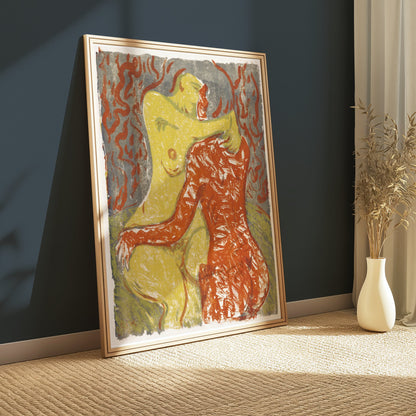 Premium Poster of Embrace Artwork Red and Yellow Abstract Posters