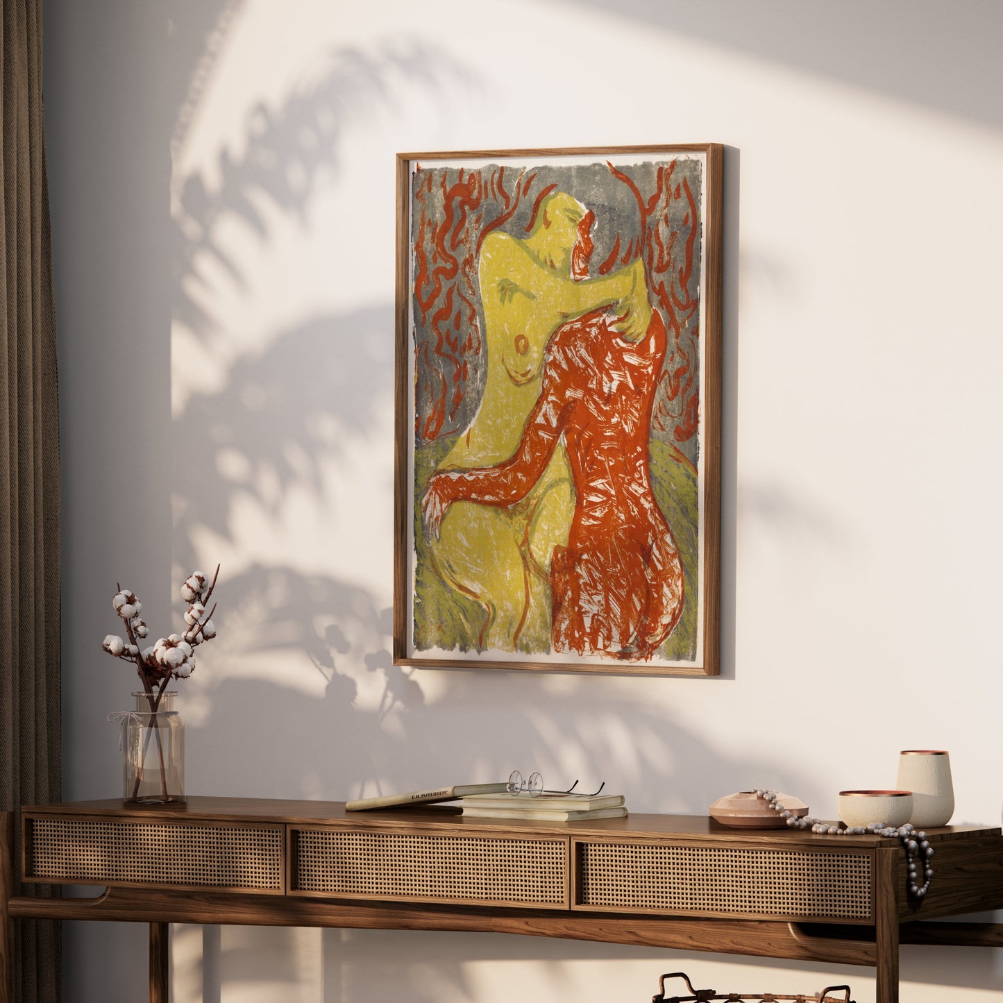 Premium Poster of Embrace Artwork Red and Yellow Abstract Posters