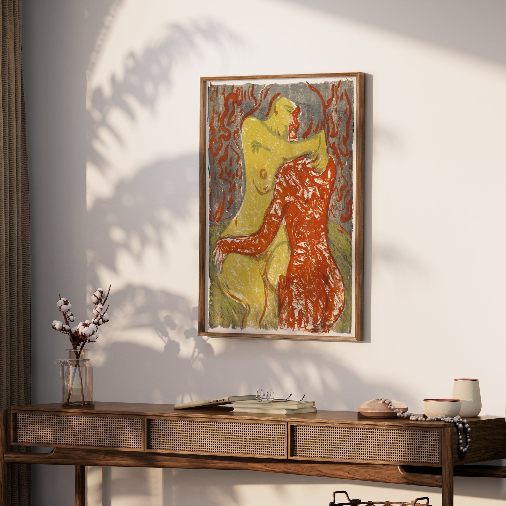 Premium Poster of Embrace Artwork Red and Yellow Abstract Posters