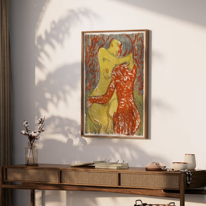 Premium Poster of Embrace Artwork Red and Yellow Abstract Posters