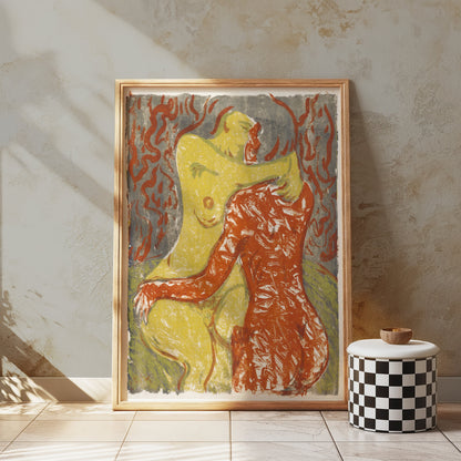 Premium Poster of Embrace Artwork Red and Yellow Abstract Posters