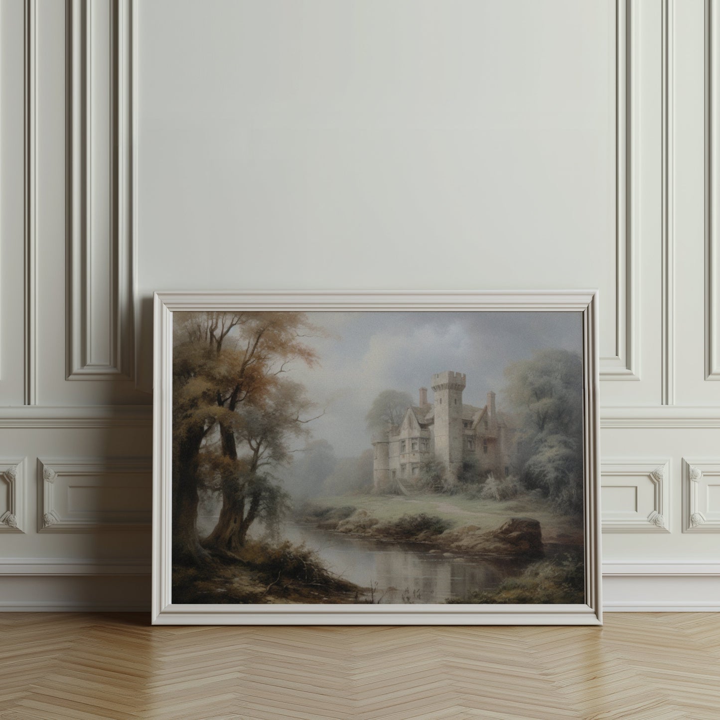 Premium Poster of Enchanting Castle Amidst Misty Forest Landscape Posters