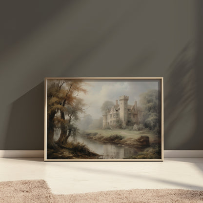 Premium Poster of Enchanting Castle Amidst Misty Forest Landscape Posters