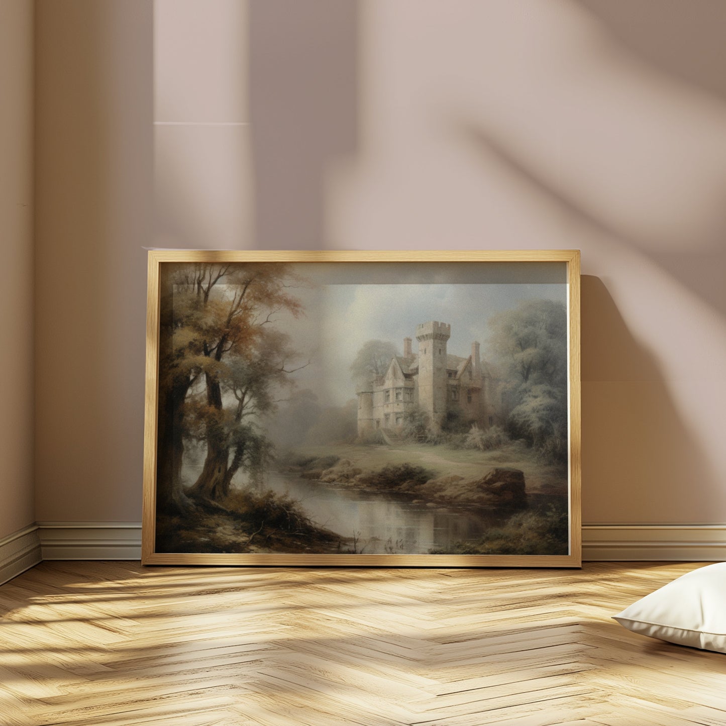 Premium Poster of Enchanting Castle Amidst Misty Forest Landscape Posters