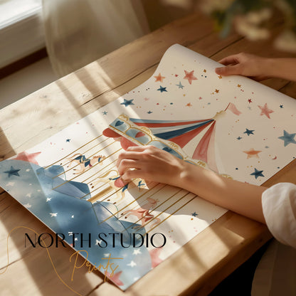 Premium Poster of Enchanting Colorful Carousel Ride Illustration Posters