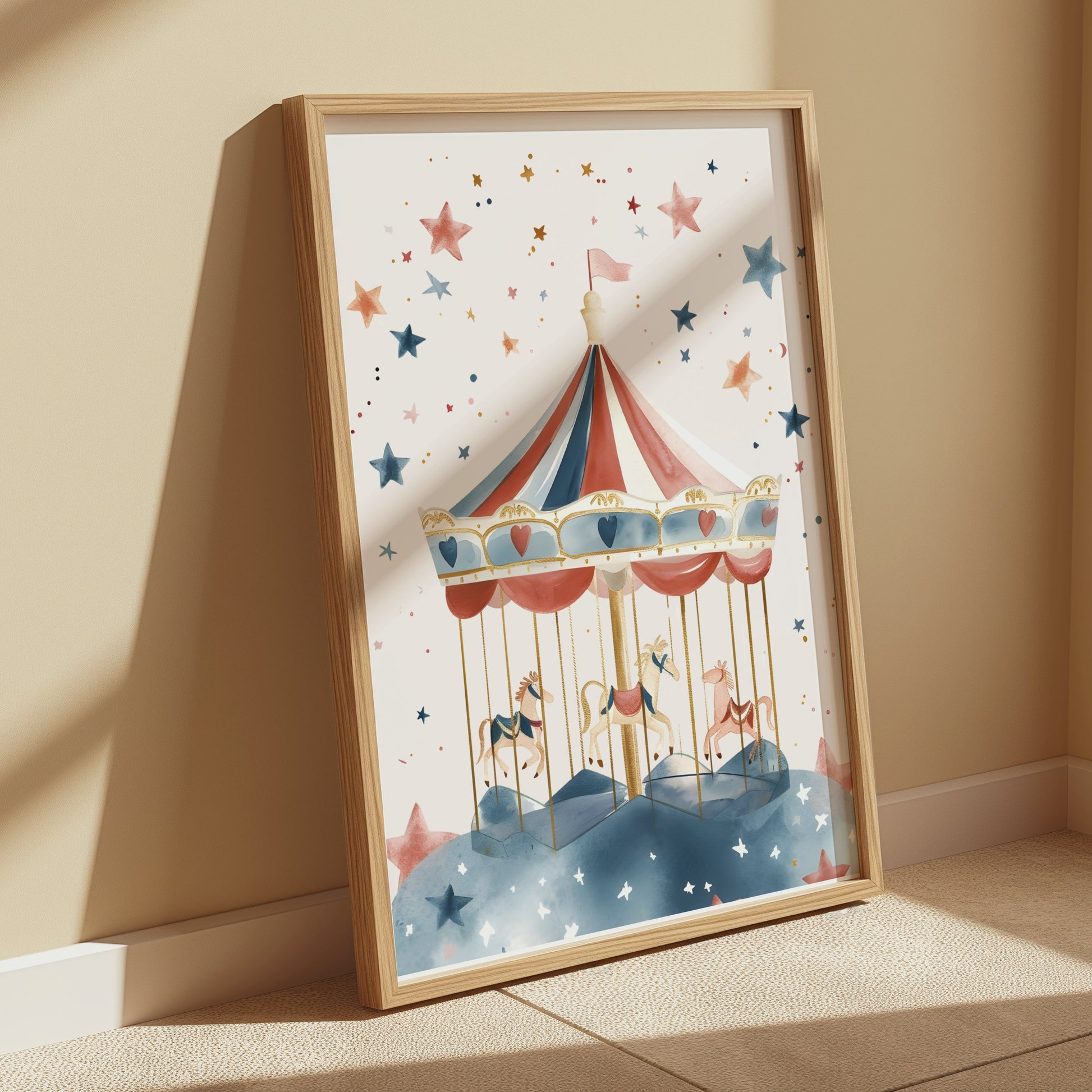 Premium Poster of Enchanting Colorful Carousel Ride Illustration Posters