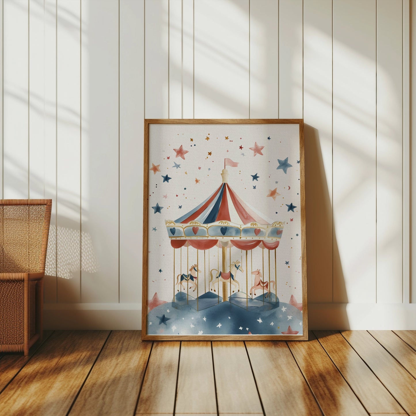 Premium Poster of Enchanting Colorful Carousel Ride Illustration Posters