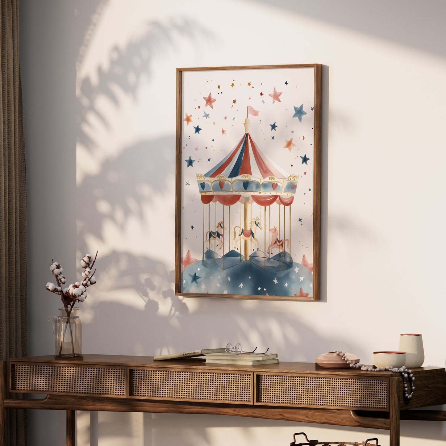 Premium Poster of Enchanting Colorful Carousel Ride Illustration Posters