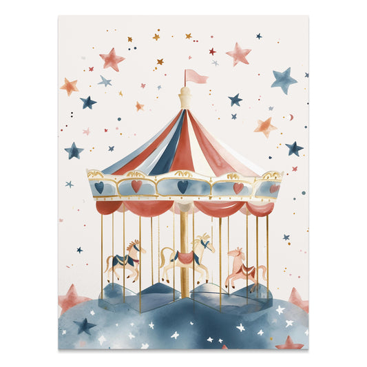 Premium Poster of Enchanting Colorful Carousel Ride Illustration Posters