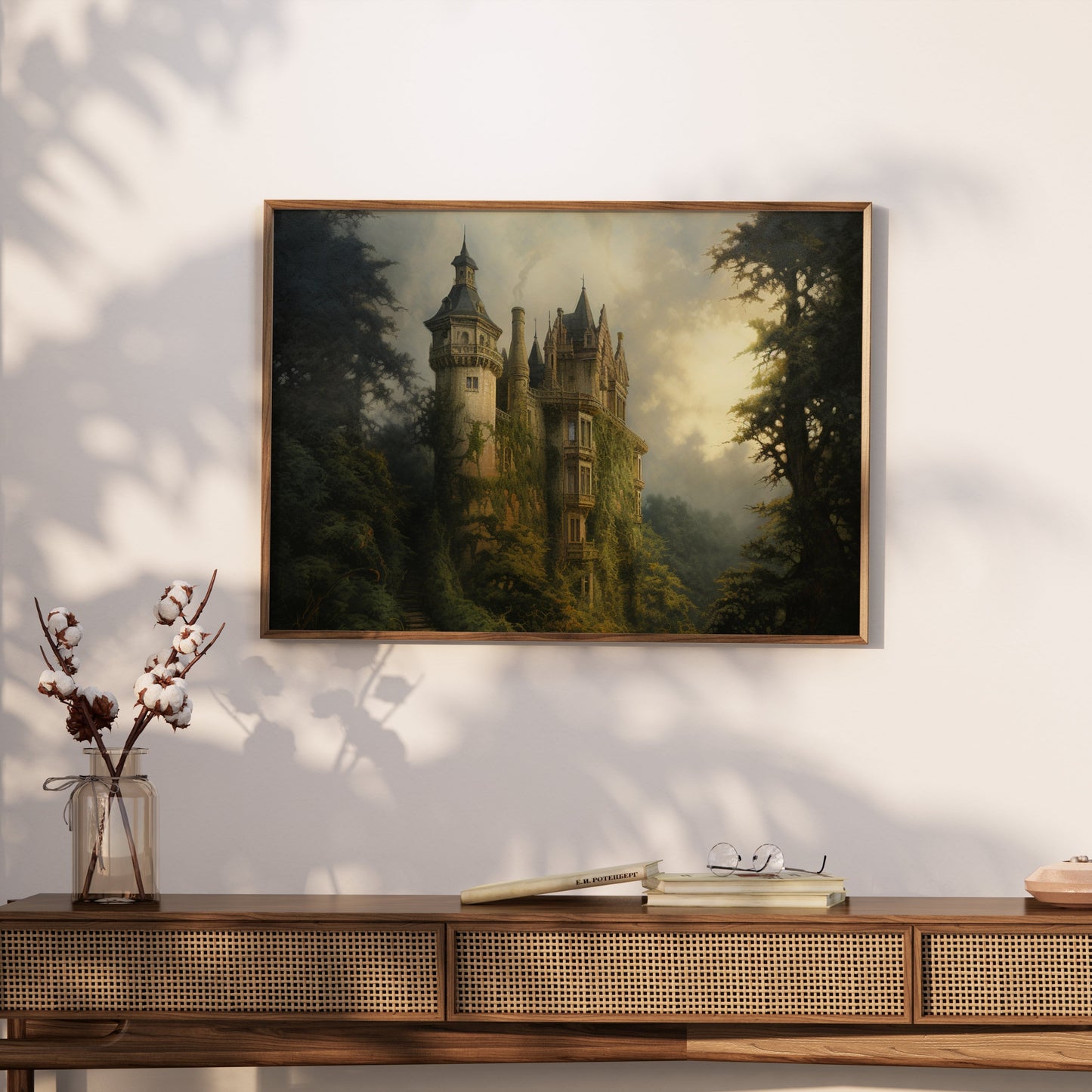 Premium Poster of Enchanting Forest Castle Artwork Surrounded by Nature Posters