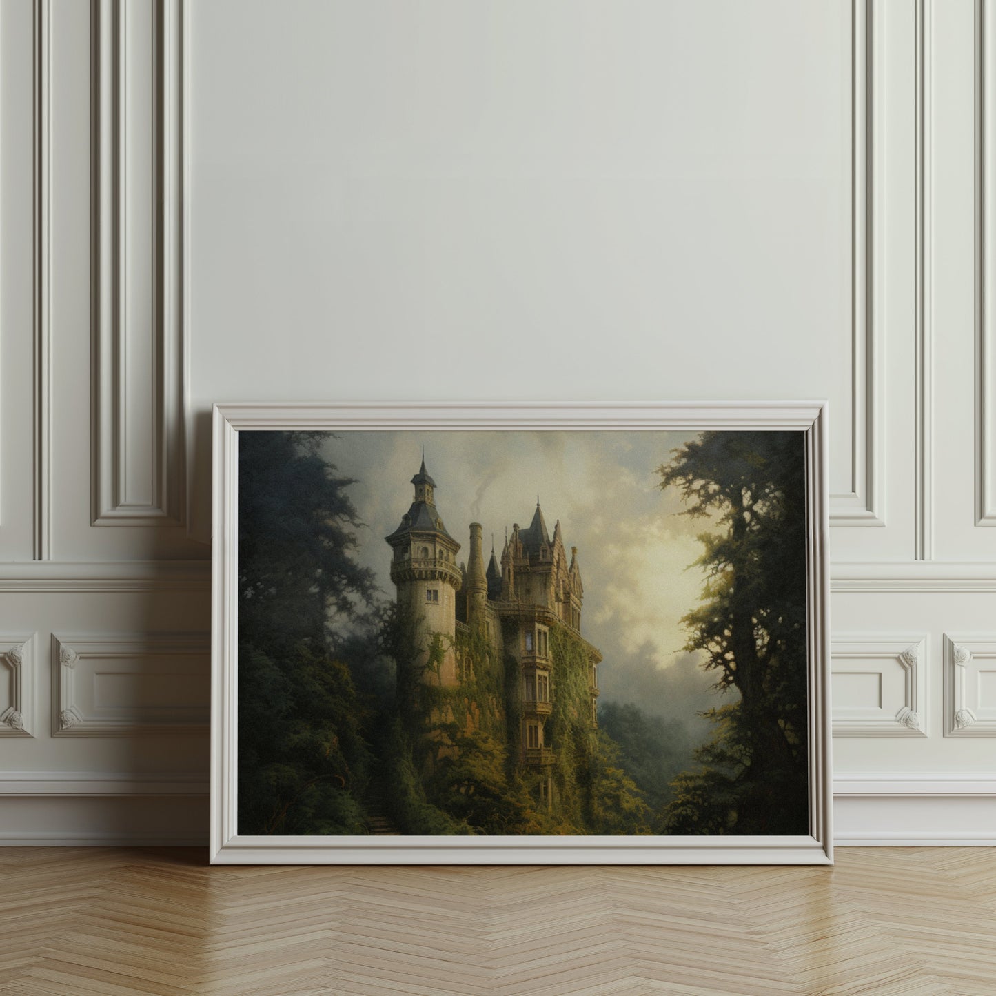 Premium Poster of Enchanting Forest Castle Artwork Surrounded by Nature Posters