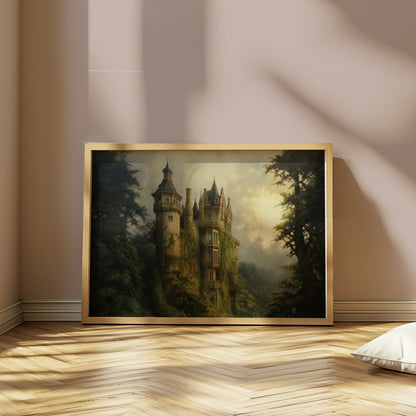Premium Poster of Enchanting Forest Castle Artwork Surrounded by Nature Posters