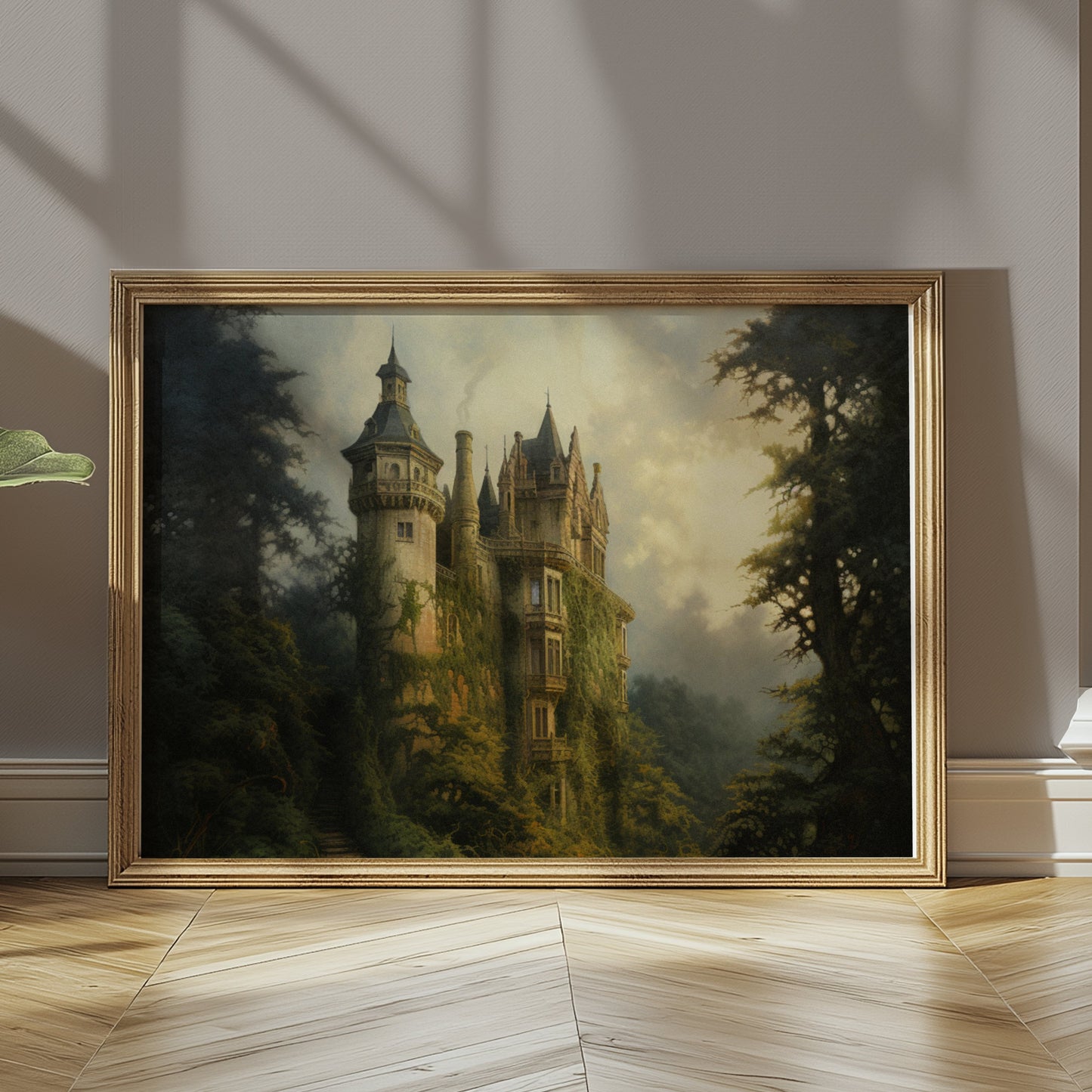 Premium Poster of Enchanting Forest Castle Artwork Surrounded by Nature Posters