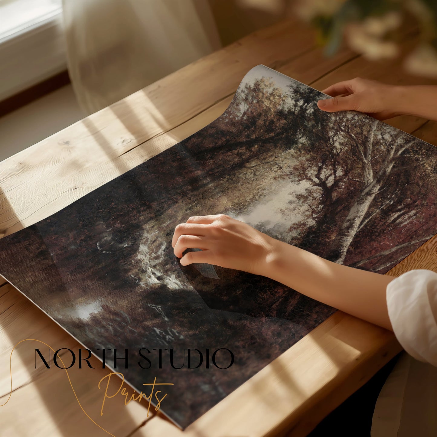 Premium Poster of Enchanting Forest Landscape Stream Scene Art Posters