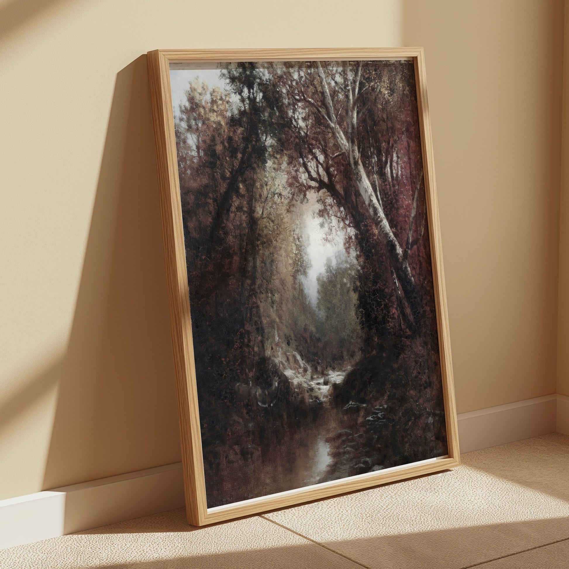 Premium Poster of Enchanting Forest Landscape Stream Scene Art Posters