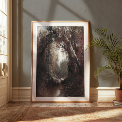 Premium Poster of Enchanting Forest Landscape Stream Scene Art Posters
