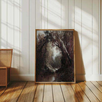 Premium Poster of Enchanting Forest Landscape Stream Scene Art Posters