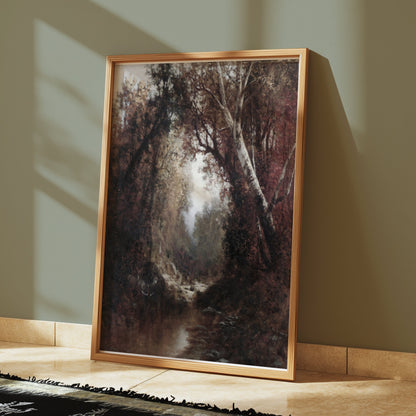 Premium Poster of Enchanting Forest Landscape Stream Scene Art Posters