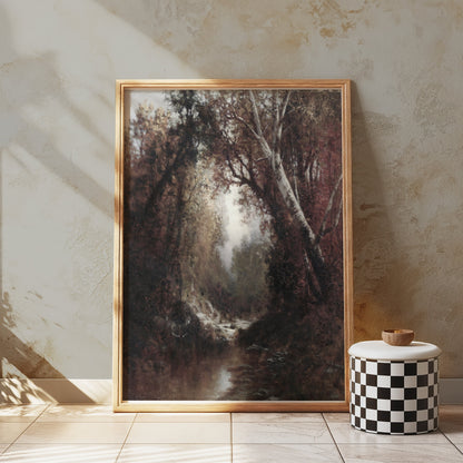 Premium Poster of Enchanting Forest Landscape Stream Scene Art Posters