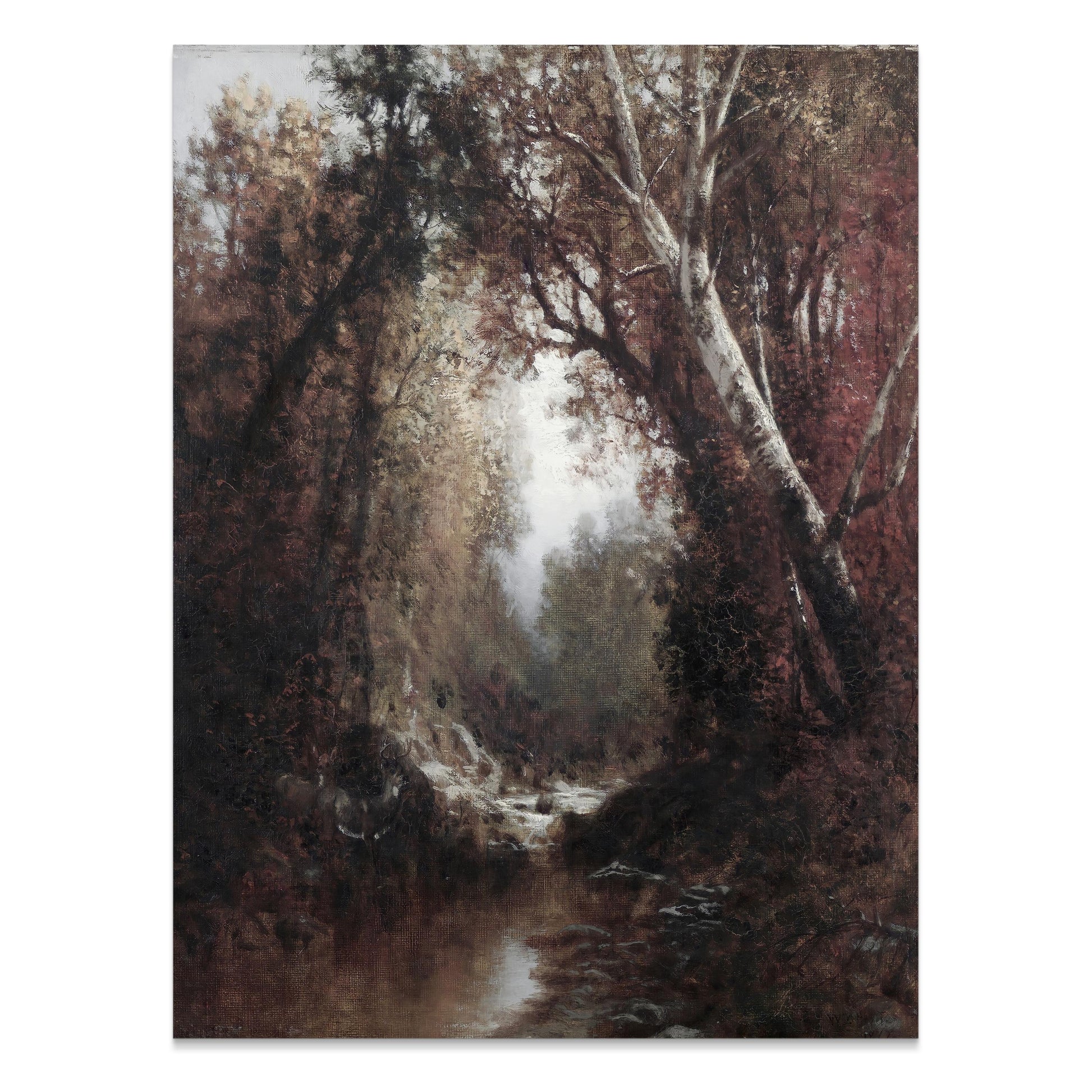 Premium Poster of Enchanting Forest Landscape Stream Scene Art Posters