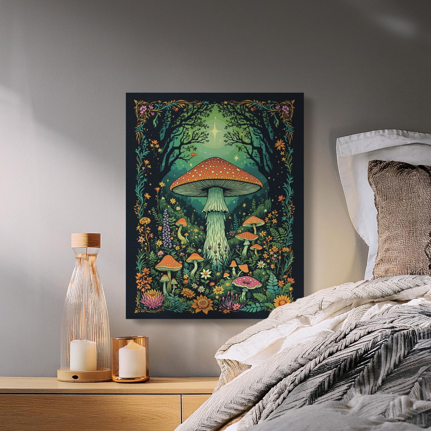 Premium Poster of Enchanting Forest Mushroom Wonderland Canvas Wraps