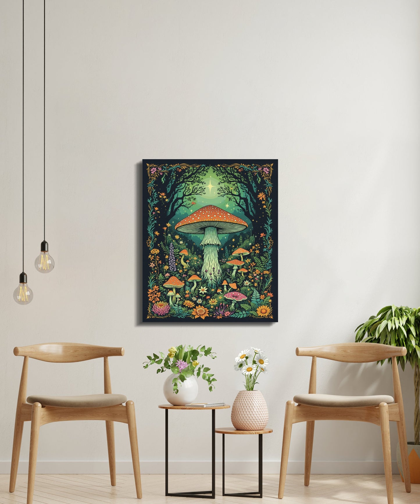 Premium Poster of Enchanting Forest Mushroom Wonderland Canvas Wraps