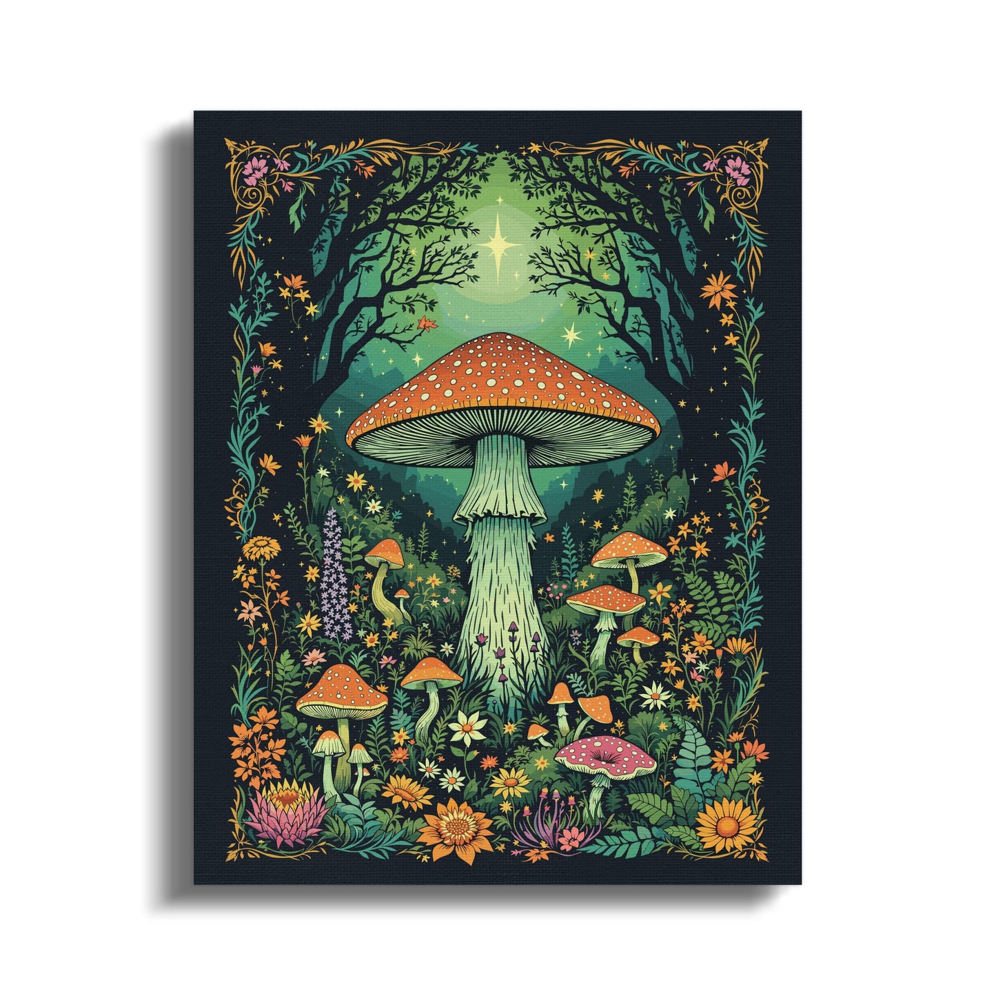 Premium Poster of Enchanting Forest Mushroom Wonderland Canvas Wraps