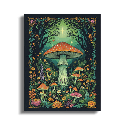 Premium Poster of Enchanting Forest Mushroom Wonderland Canvas Wraps
