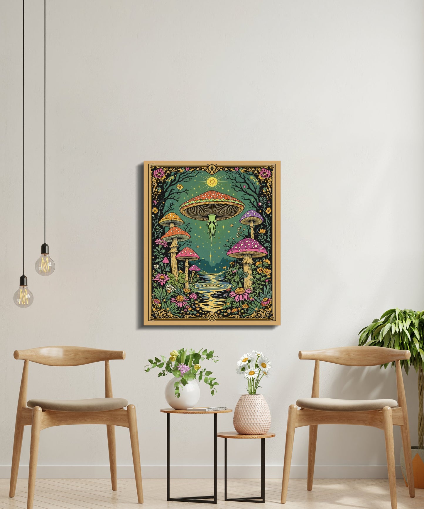 Premium Poster of Enchanting Forest Mushrooms Fantasy Art Canvas Wraps