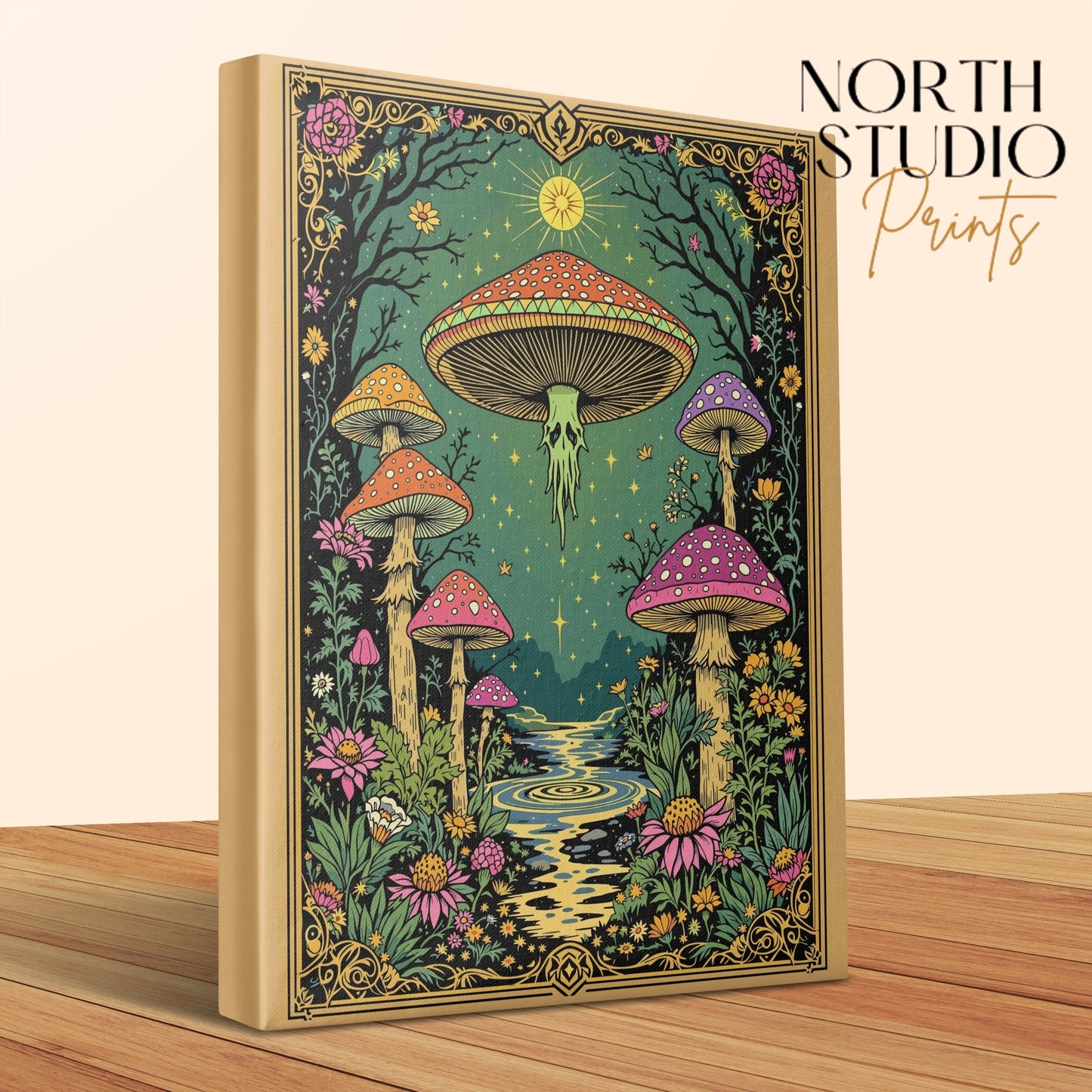 Premium Poster of Enchanting Forest Mushrooms Fantasy Art Canvas Wraps