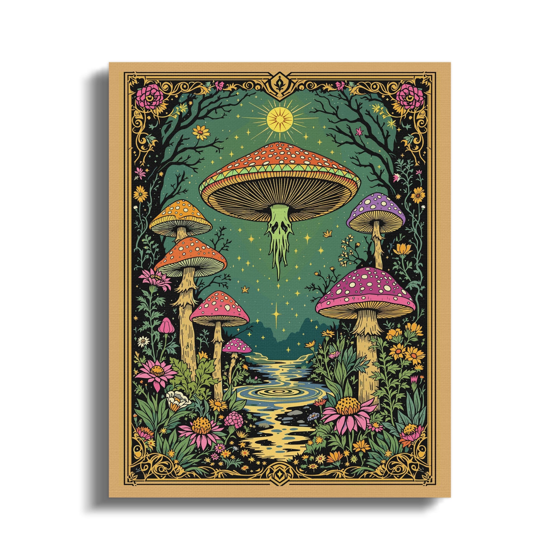 Premium Poster of Enchanting Forest Mushrooms Fantasy Art Canvas Wraps