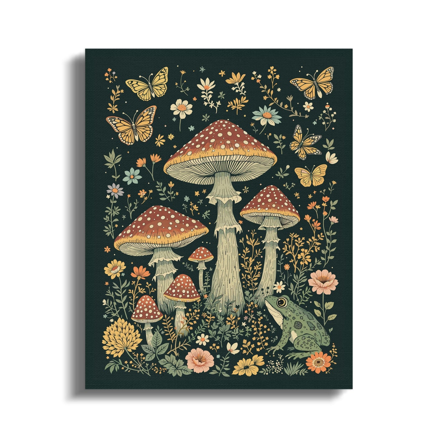 Premium Poster of Enchanting Forest Toadstools Butterflies Canvas Wraps