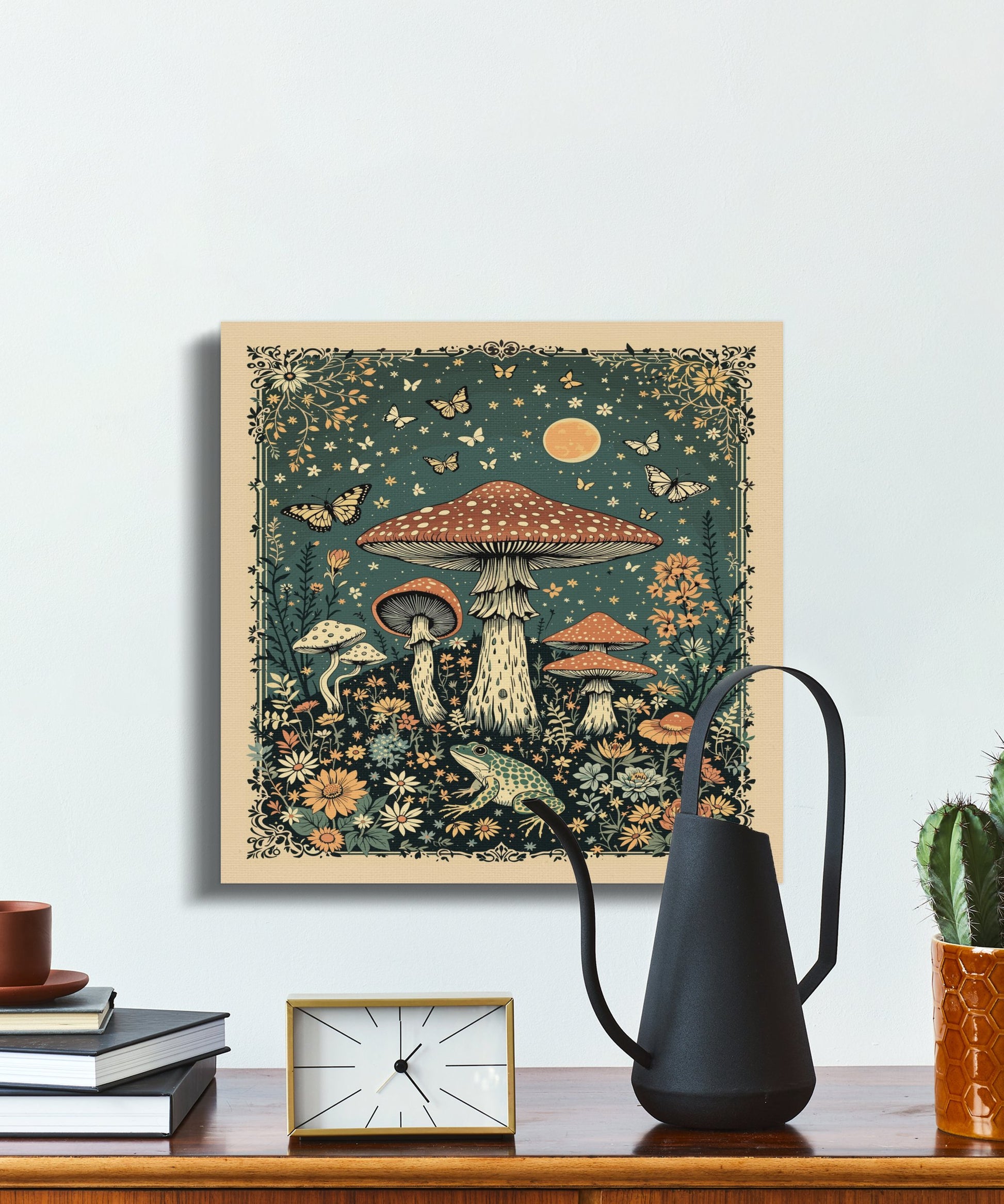 Premium Poster of Enchanting Goblincore Mushroom Forest Scene Canvas Wraps
