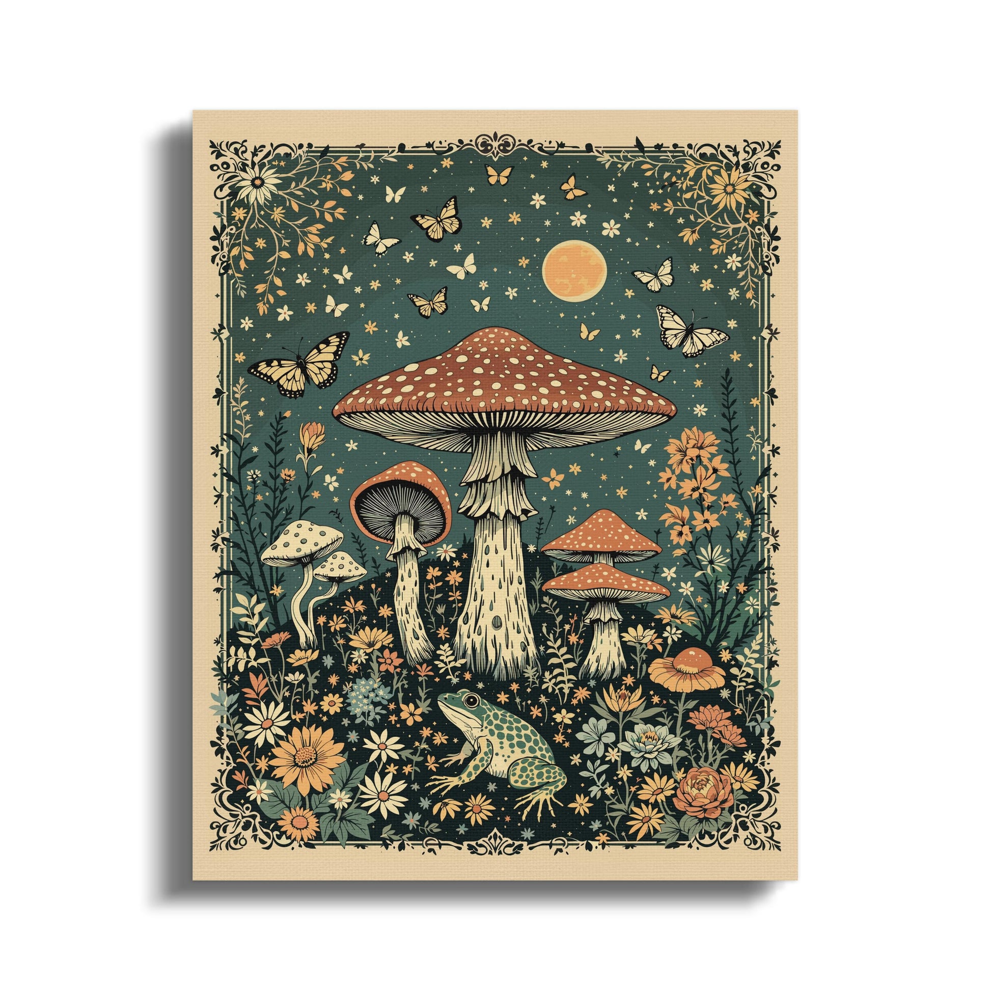 Premium Poster of Enchanting Goblincore Mushroom Forest Scene Canvas Wraps